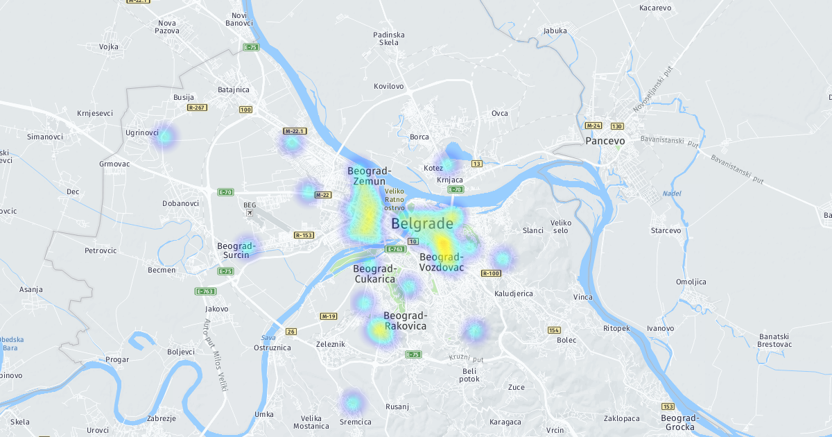 Interaktivna mapa saobraćajnijh nesreća tokom decembra 2015