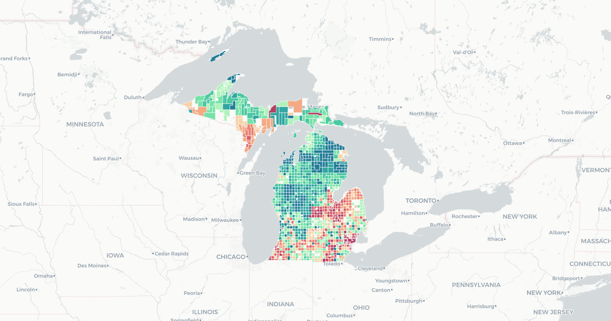 Michigan city / twp. census population change (202022)