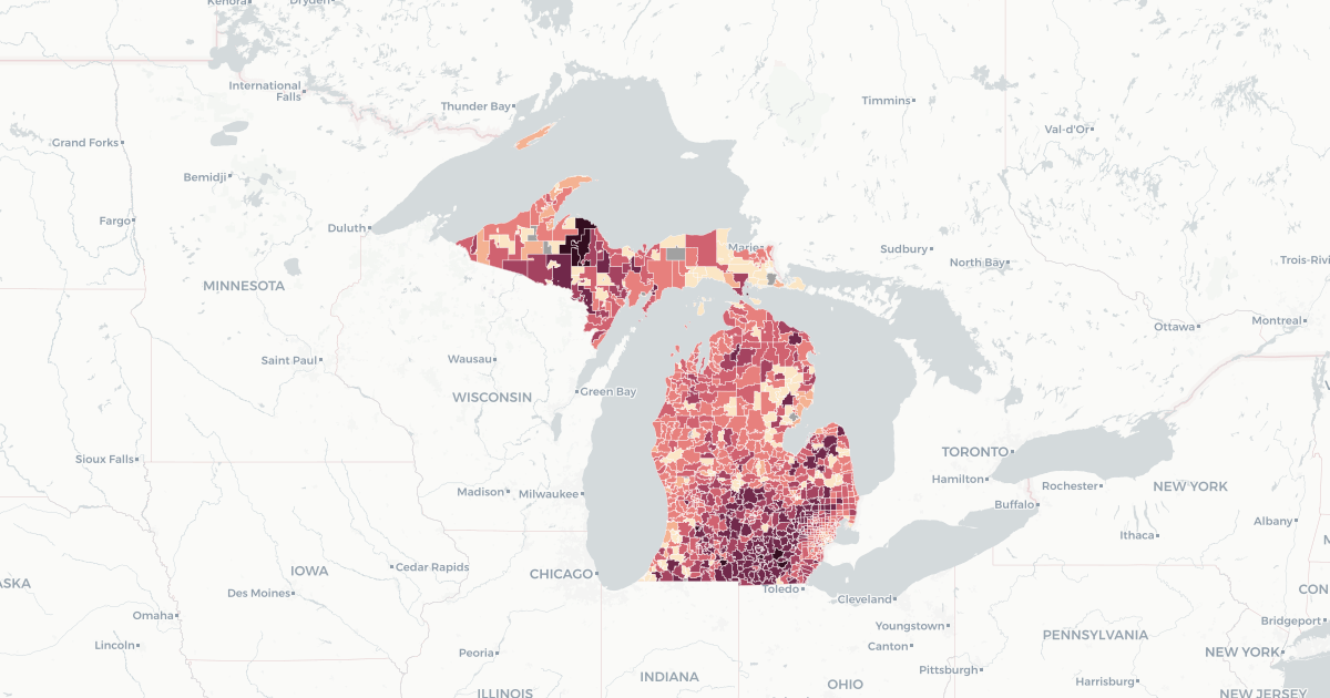 Michigan average indoor radon levels by zip code